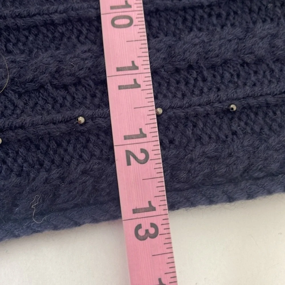 LOFT Cable Knit Beaded Infinity Scarf Navy Blue